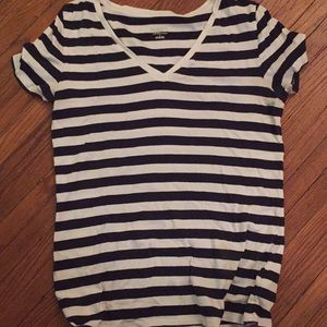 Navy and white striped shirt, casual tee